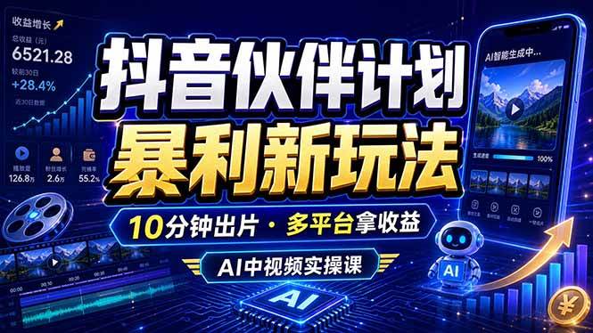 (18869期)抖音伙伴计划最新玩法,无需配音剪辑,10分钟出一条原创视频,轻松日入三位数-智云网