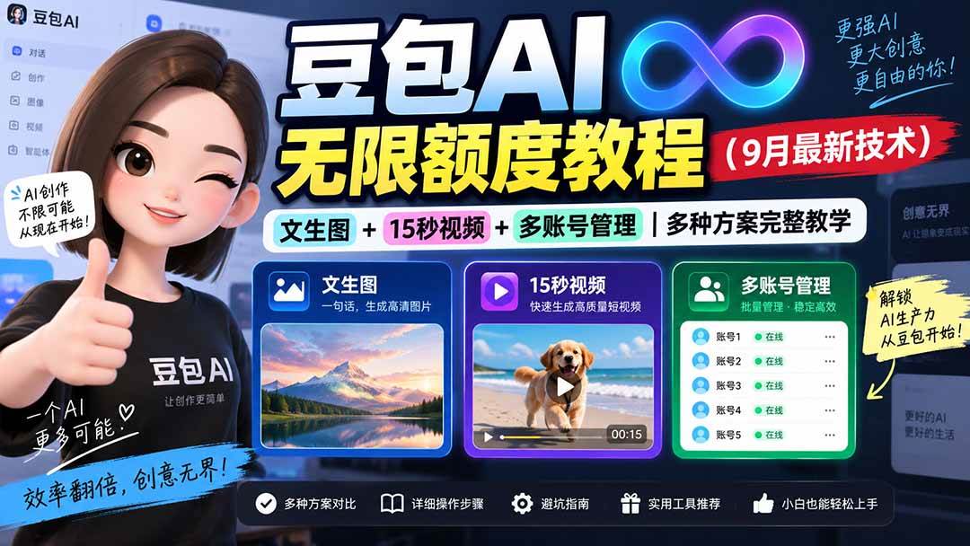 （20288期）豆包AI无限额度教程（9月最新技术）｜文生图+15秒视频+多账号管理｜多种方案完整教学-智云网