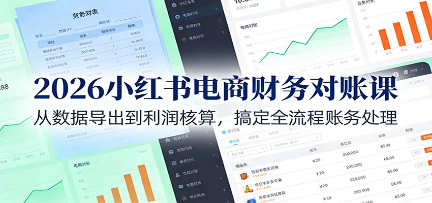 2026小红书电商财务对账课:从数据导出到利润核算,搞定全流程账务处理-智云网