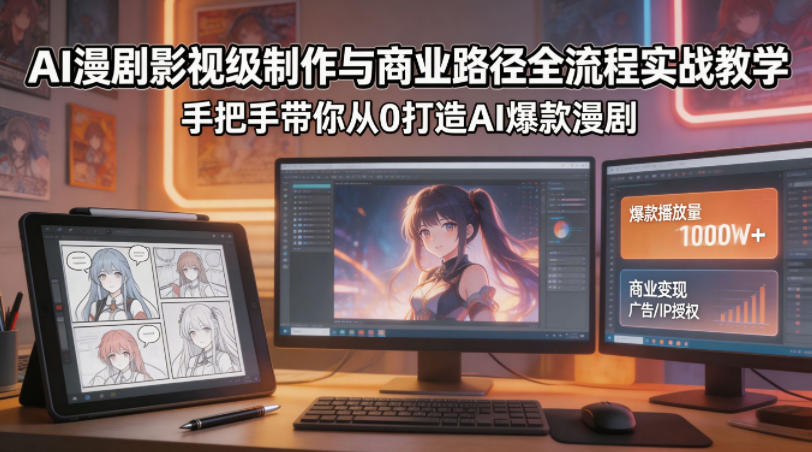 AI漫剧影视级制作与商业路径全流程实战教学,手带你从0打造AI爆款漫剧 AI漫剧影视级制作与商业路径全流程实战教学,手带你从0打造AI爆款漫剧