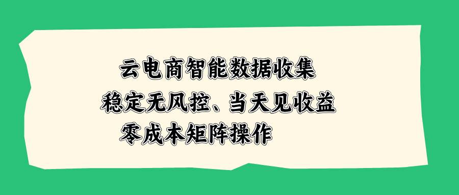 (20197期)云电商智能数据收集,稳定无风控,当天见收益,零成本矩阵操作-智云网