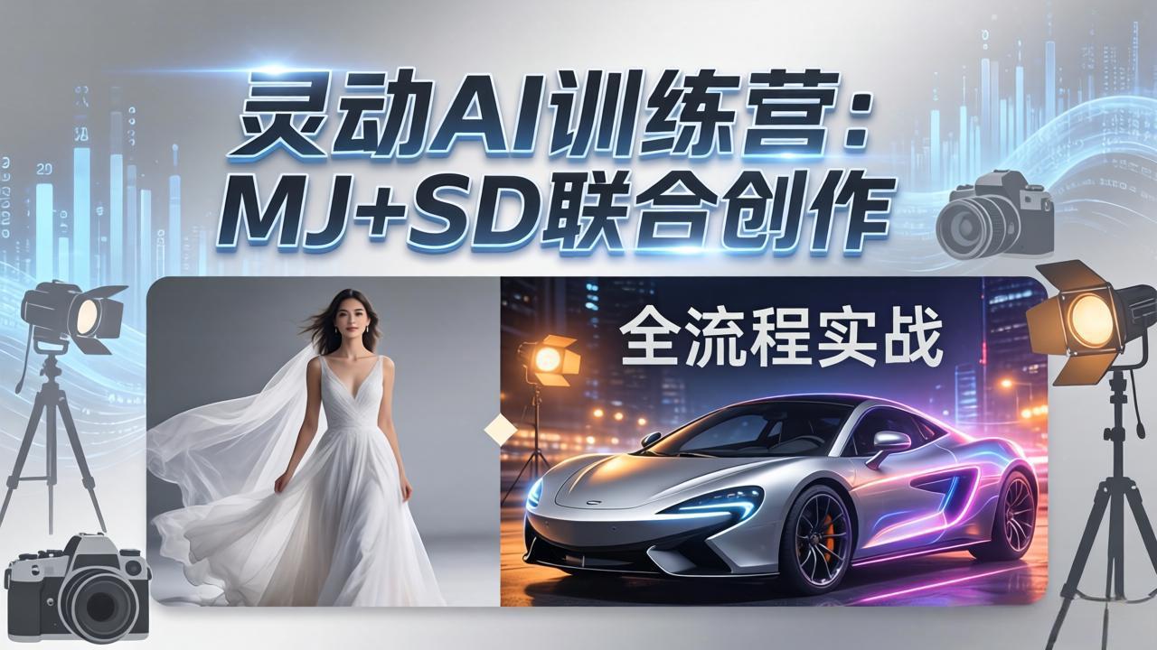 灵动AI训练营-3.0课程:MJ+SD联合创作,从婚纱大片到汽车广告,摄影后期全流程实战-智云网