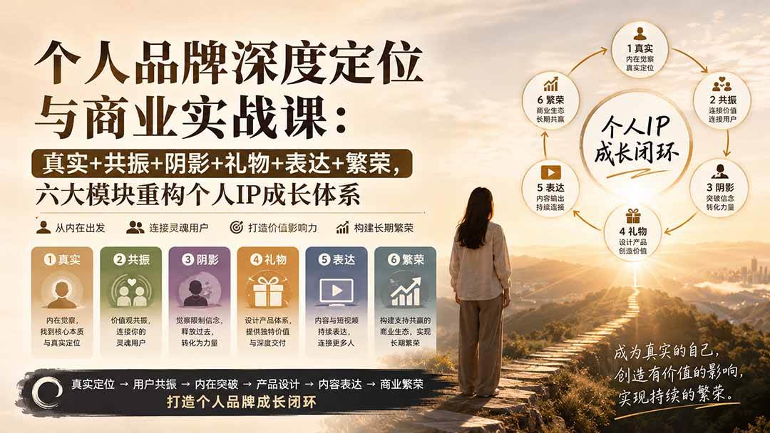 (20140期)个人品牌深度定位与商业实战课:真实+共振+阴影+礼物+表达+繁荣,六大模块重构个人IP成长体系-智云网