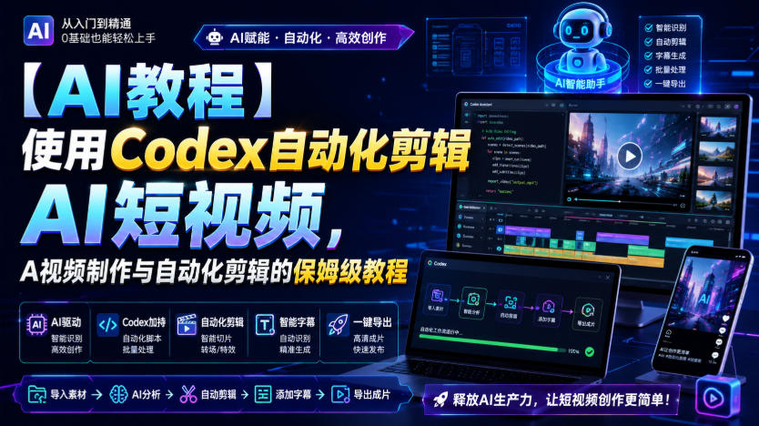 【AI教程】使用Codex自动化剪辑AI短视频,AI视频制作与自动化剪辑的保姆级教程-智云网