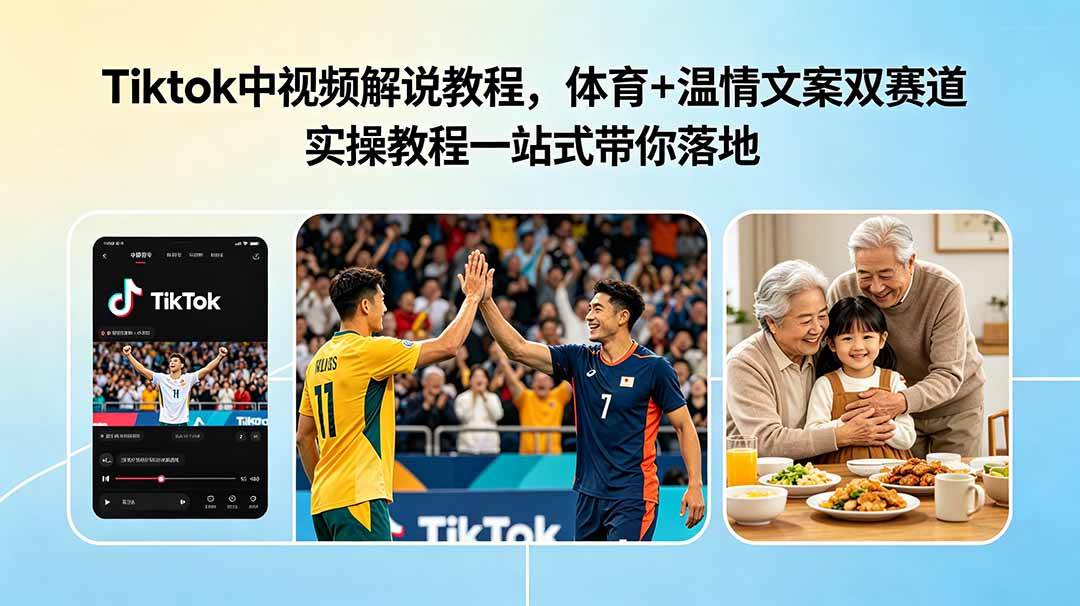 (18910期)Tiktok中视频解说教程,体育+温情文案双赛道实操教程一站式带你落地-智云网