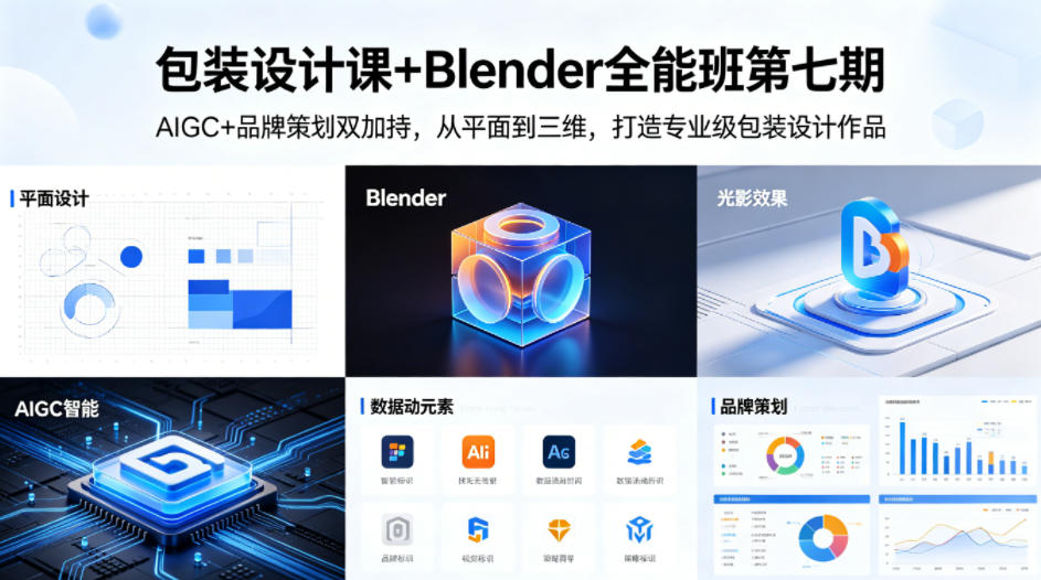包装设计课+Blender全能班第七期,AIGC+品牌策划双加持,从平面到三维,打造专业级包装设计作品-智云网