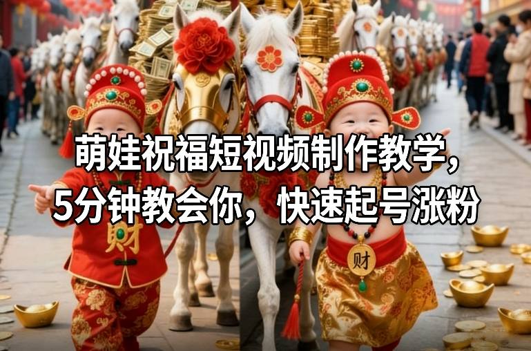 萌娃祝福短视频制作教学,5分钟教会你,快速起号涨粉