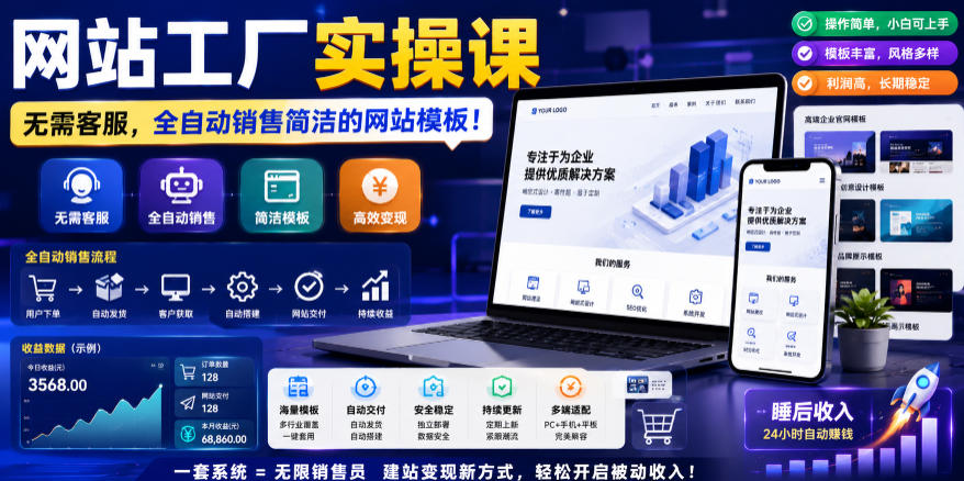 网站工厂实操课,无需客服,网站模板自动赚钱!【原创双语字幕】-智云网