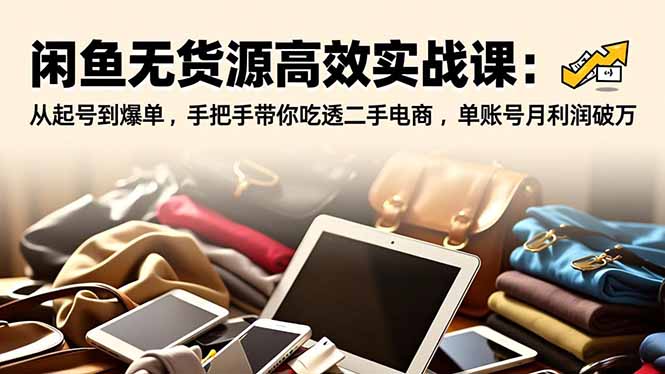 闲鱼无货源高效实战课:从起号到爆单,手把手带你吃透二手电商,单账号月利润破万-智云网