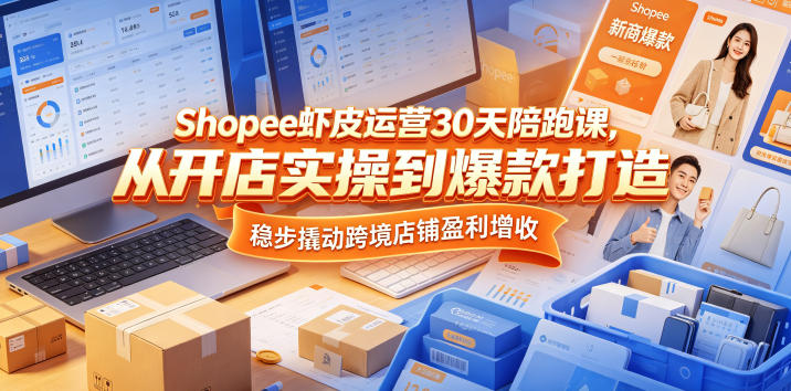 Shopee虾皮运营30天陪跑课,从开店实操到爆款打造,稳步撬动跨境店铺盈利增收-智云网