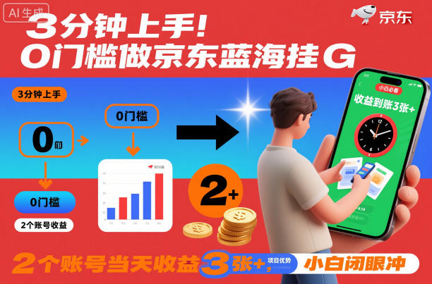 3分钟上手！0门槛做京东蓝海全自动掘金，2个账号当天收益3张+，小白闭眼冲【揭秘】-智云网