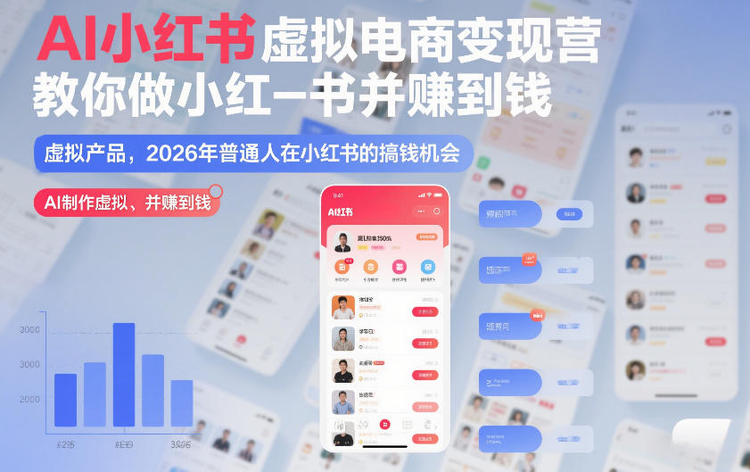 AI小红书虚拟电商变现营,教你做小红书并賺到钱,虚拟产品,2026年普通人在小红书的搞钱机会(完结)-智云网