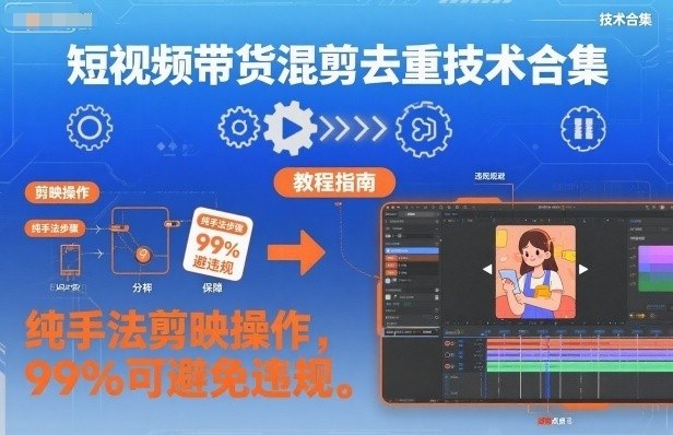 短视频带货混剪去重技术合集,纯手法剪映操作,99%可避免违规