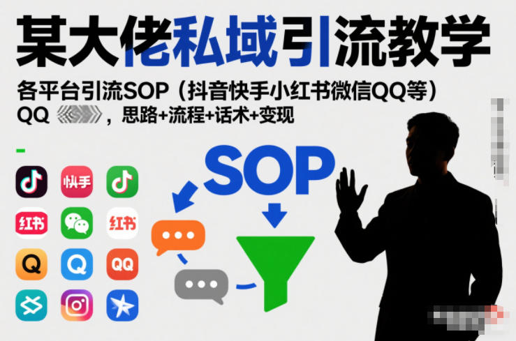 某大佬私域引流教学,各平台引流SOP(抖音快手小红书微信QQ等),思路+流程+话术+变现-智云网