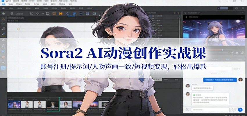 Sora2 AI动漫创作实战课:账号注册/提示词/人物声画一致/短视频变现,轻松出爆款-智云网