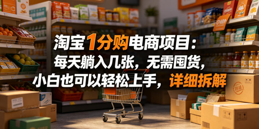 淘宝1分购电商项目:每天躺入几张,无需囤货,小白也可以轻松上手,详细拆解-智云网