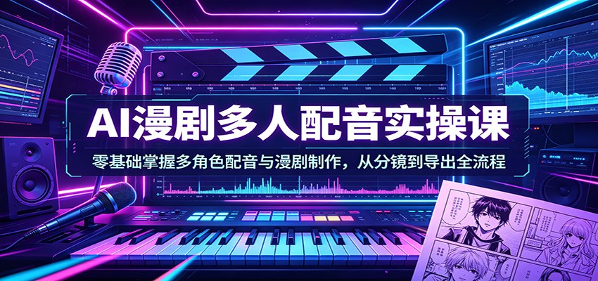 AI漫剧多人配音实操课：零基础掌握多角色配音与漫剧制作，从分镜到导出全流程-智云网