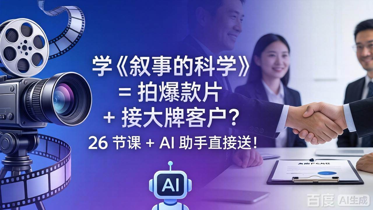 (18302期)学《叙事的科学》= 拍爆款片 + 接大牌客户?26 节课 + AI 助手直接送! (18302期)学《叙事的科学》= 拍爆款片 + 接大牌客户?26 节课 + AI 助手直接送!