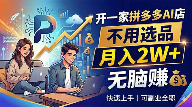 (18520期)开一家拼多多AI店,不用选品,月入2W+,无脑赚,可副业全职-智云网