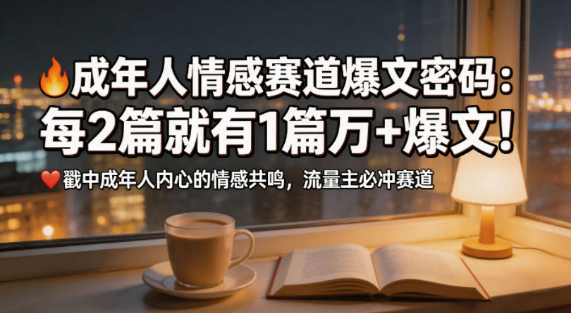 公众号流量主成年人情感心理赛道,流量最大,受众最广的主流赛道之一,平均每2篇就有1篇万爆文章 公众号流量主成年人情感心理赛道,流量最大,受众最广的主流赛道之一,平均每2篇就有1篇万爆文章