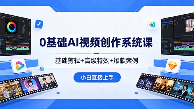 0基础AI视频创作系统课,基础剪辑+高级特效+爆款案例,小白直接上手-智云网