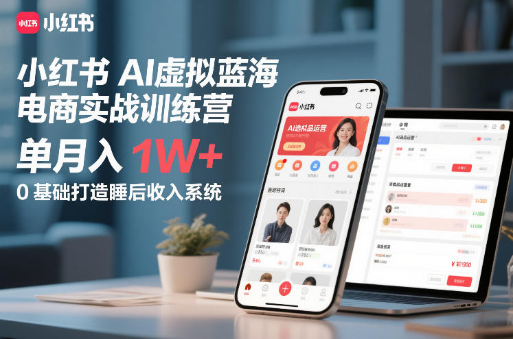 小红书AI虚拟蓝海电商实战训练营,单月入1W+,0基础打造睡后收入系统-智云网