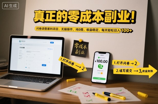 真正的零成本副业!问卷调查暴利项目,无脑操作,纯0撸,收益稳定,每天轻松日入100+【揭秘】-智云网