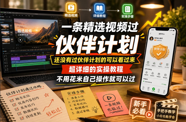 一条精选视频过伙伴计划,还没有过伙伴计划的可以看过来,超详细的实操教程,不用花米自己操作就可以过-智云网