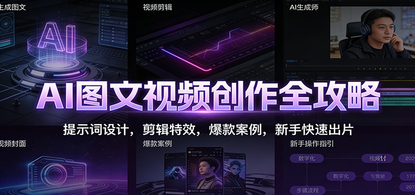 AI图文视频创作全攻略：提示词设计，剪辑特效，爆款案例，新手快速出片-智云网
