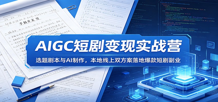 AIGC短剧变现实战营:选题剧本与AI制作,本地线上双方案落地爆款短剧副业-智云网