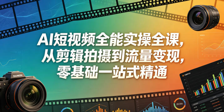 AI短视频全能实操全课,从剪辑拍摄到流量变现,零基础一站式精通-智云网