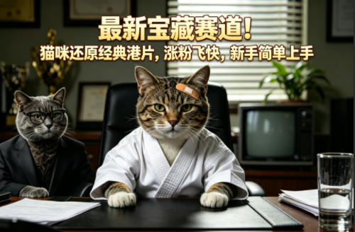 最新宝藏赛道！猫咪还原经典港片，涨粉飞快，新手简单上手-智云网