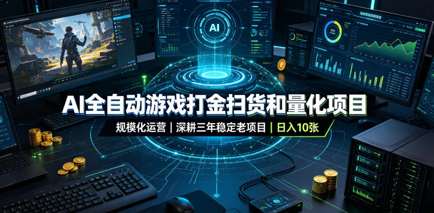 AI全自动游戏打金扫货和量化项目,规模化运营日入10张,深耕三年稳定老项目!【揭秘】-智云网