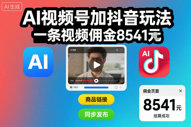AI视频号加抖音玩法,一条视频佣金8541米-智云网