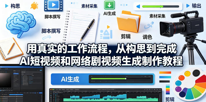 用真实的工作流程,从构思到完成AI短视频和网络剧视频生成制作教程-中英字幕-智云网