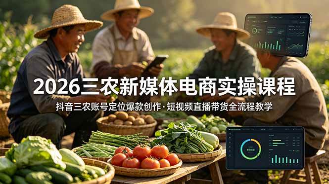 (18991期)2026三农新媒体电商实操课程:抖音三农账号定位爆款创作,短视频直播带货全流程教学-智云网