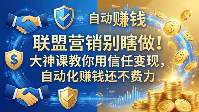 （18242期）联盟营销别瞎做！大神课教你用信任变现，自动化赚钱还不费力【原创双语字幕】-智云网