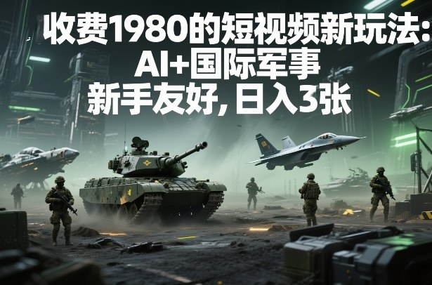外面收费1980的短视频新玩法:AI+国际军事,新手友好,日入3张+【附详细教程】-智云网