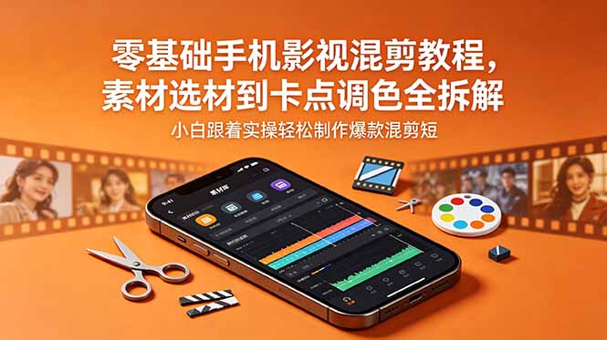 零基础手机影视混剪教程，素材选材到卡点调色全拆解，小白跟着实操轻松制作爆款混剪短片-智云网