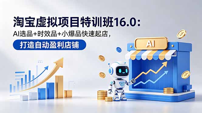 淘宝虚拟项目特训班16.0:AI选品+时效品+小爆品快速起店,打造自动盈利店铺-智云网