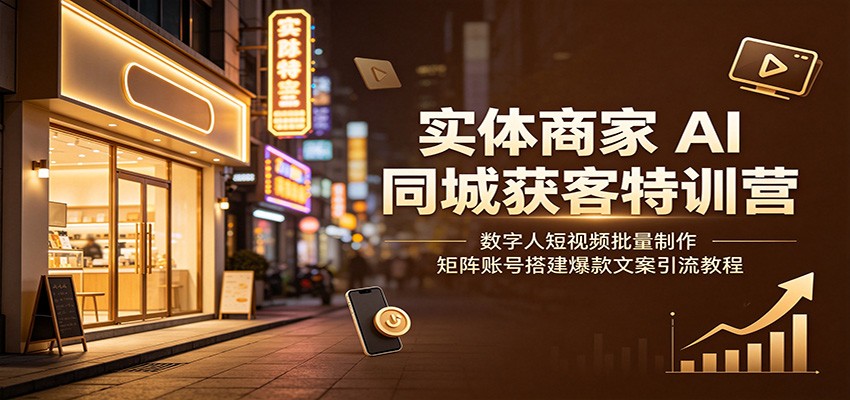 实体商家AI同城获客特训营：数字人短视频批量制作，矩阵账号搭建爆款文案引流教程-智云网