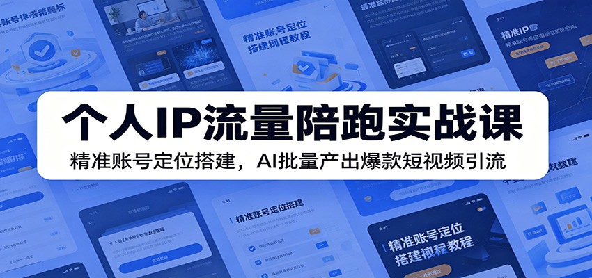个人IP流量陪跑实战课:精准账号定位搭建,AI批量产出爆款短视频引流-智云网