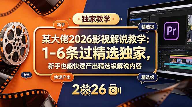 (18946期)某大佬2026影视解说教学:1-6条过精选独家,新手也能快速产出精选级解说内容-智云网