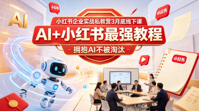 小红书企业实战私教营3月底线下课,AI+小红书最强教程,拥抱AI不被淘汰 小红书企业实战私教营3月底线下课,AI+小红书最强教程,拥抱AI不被淘汰