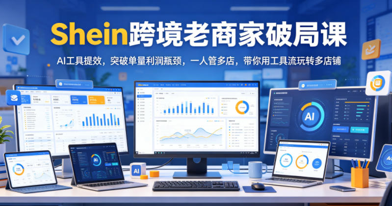 Shein跨境老商家破局课,AI工具提效,突破单量利润瓶颈,一人管多店,带你用工具流玩转多店铺