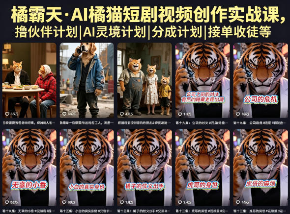 橘霸天·AI橘猫短剧视频创作实战课,撸伙伴计划|AI灵境计划|分成计划|接单收徒等 橘霸天·AI橘猫短剧视频创作实战课,撸伙伴计划|AI灵境计划|分成计划|接单收徒等