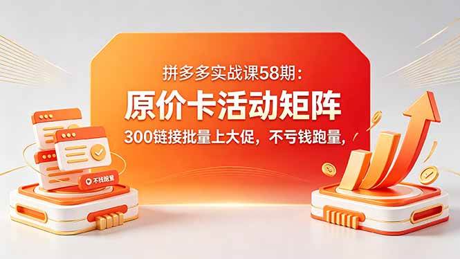 (18395期)拼多多实战课58期:原价卡活动矩阵,300链接批量上大促,不亏钱跑量-智云网