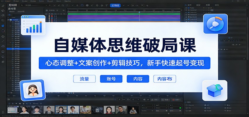 自媒体思维破局课：心态调整+文案创作+剪辑技巧，新手快速起号变现-智云网