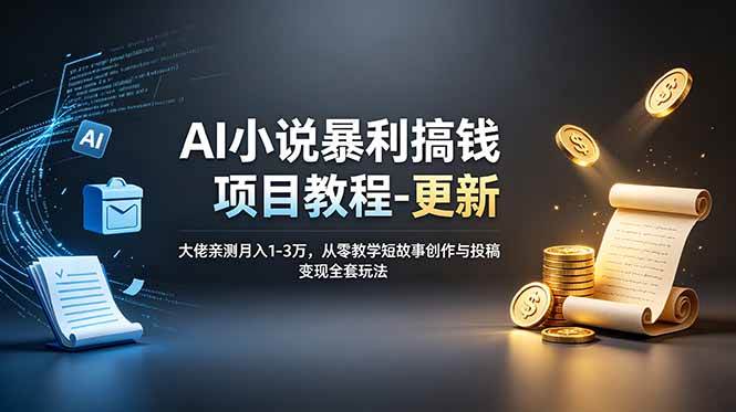 (19293期)AI小说暴利搞钱项目教程-更新,大佬亲测月入1-3万,从零教学短故事创作与投稿变现全套玩法 (19293期)AI小说暴利搞钱项目教程-更新,大佬亲测月入1-3万,从零教学短故事创作与投稿变现全套玩法