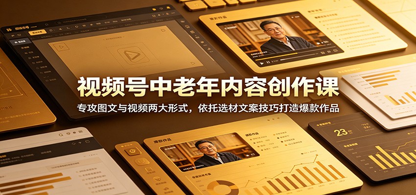 视频号中老年内容创作课:专攻图文与视频两大形式,依托选材文案技巧打造爆款作品-智云网